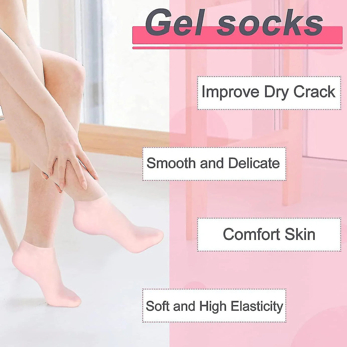 Reusable Silicone Moisturizing Gel Socks (IMPORTED)